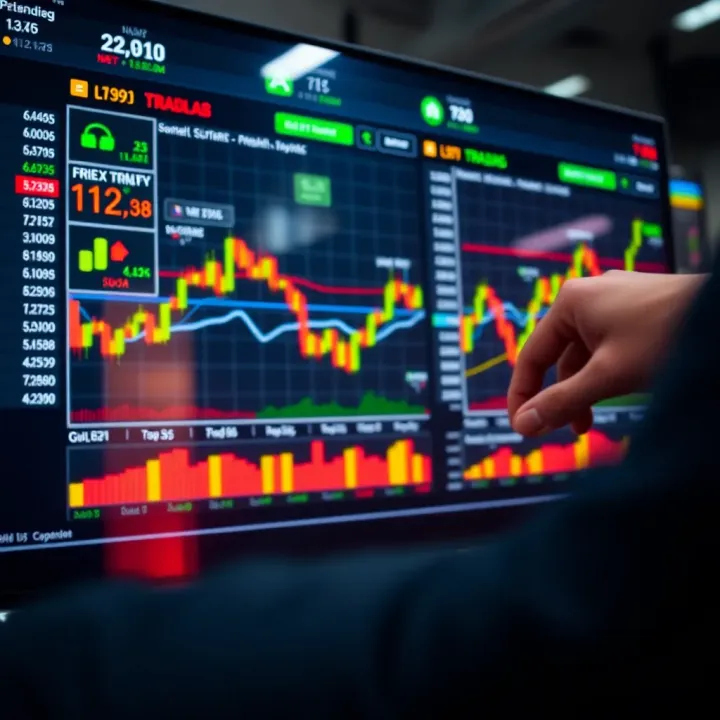 Dashboard displaying financial charts and trading indicators on a digital platform