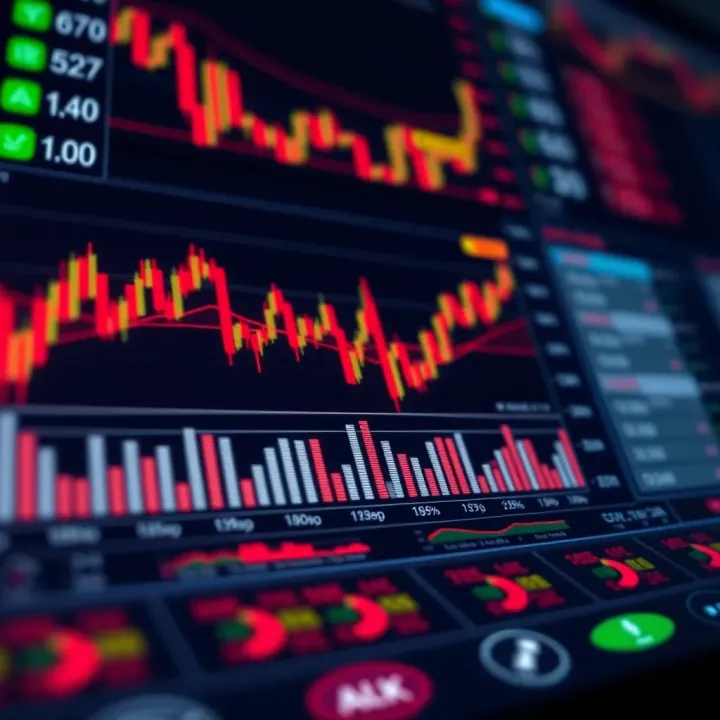 Illustration of financial charts and risk indicators related to binary options investment