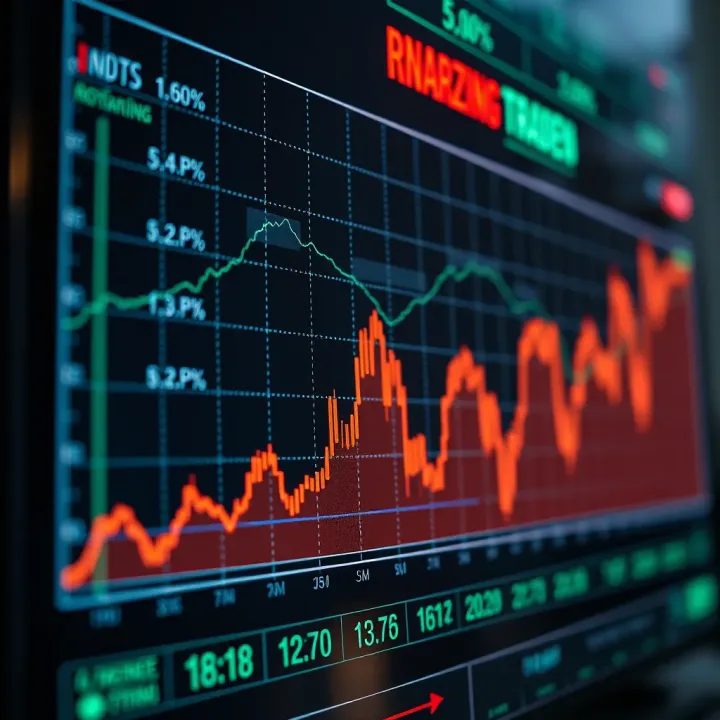 Graph displaying upward and downward trends representing binary options trading movements