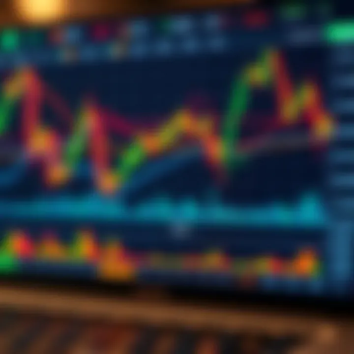 Illustration of a digital trading platform interface displaying Forex currency pairs and market charts