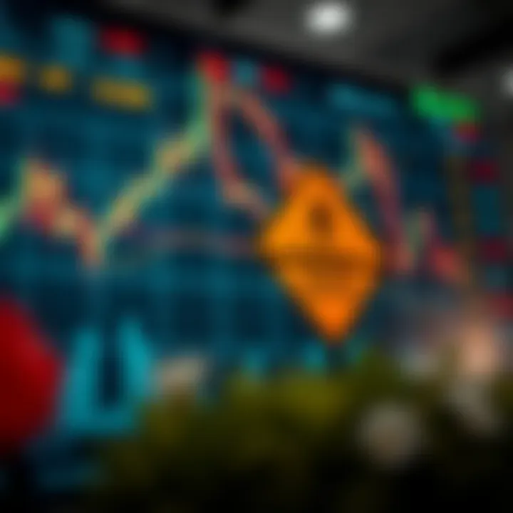 Risks and Warnings in Binary Options Trading Chart showing fluctuating binary options trading with caution signs