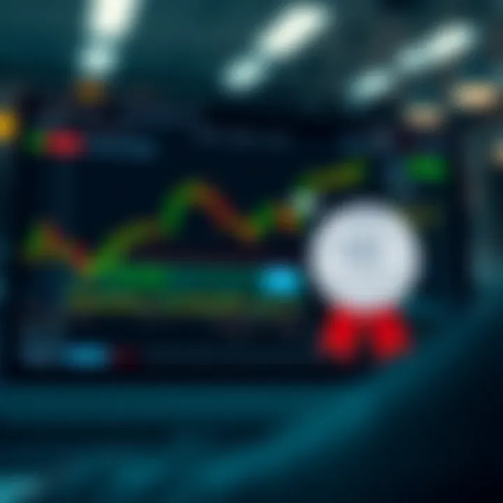 Illustration of a digital trading course with financial charts and certification badge