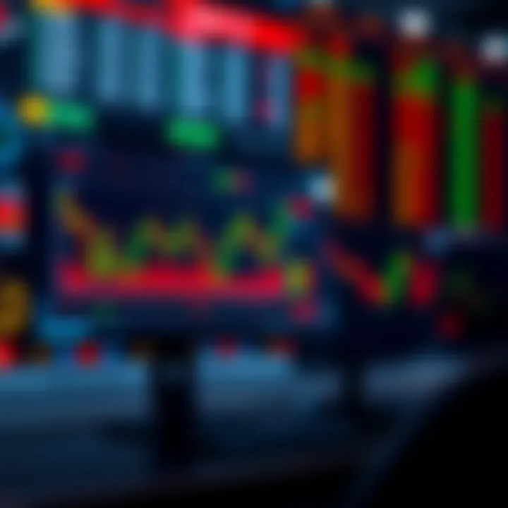 Illustration of a digital trading course interface showing charts and learning modules