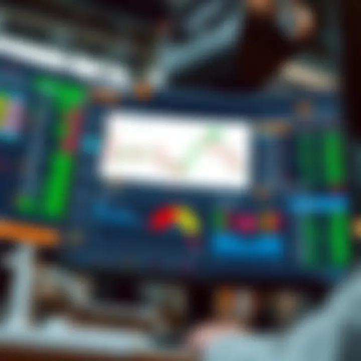 Graphical interface showing diverse trading platform features and tools