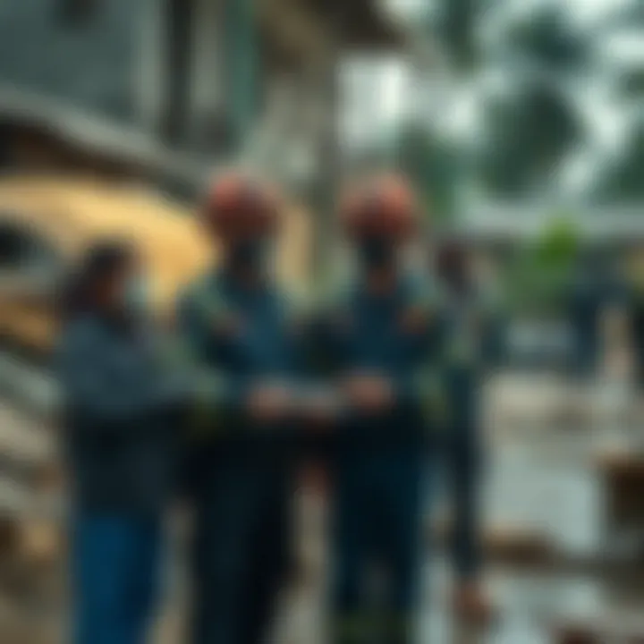 Community members and emergency responders collaborating on disaster preparedness and building resilience