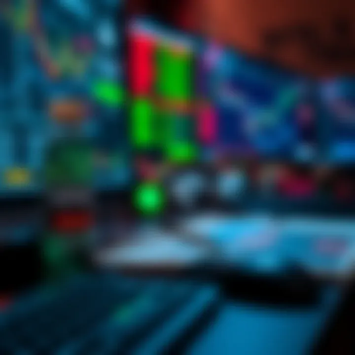 Illustration of key tools and strategies used in binary options trading with focus on risk management and market analysis.