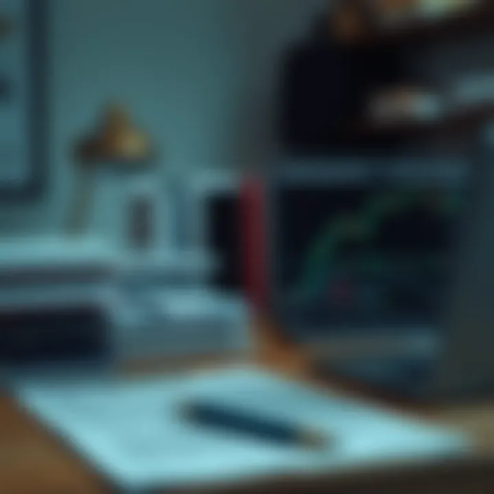 Essential Resources for Learning Trading Collection of trading resources including books, laptop, and notes on desk