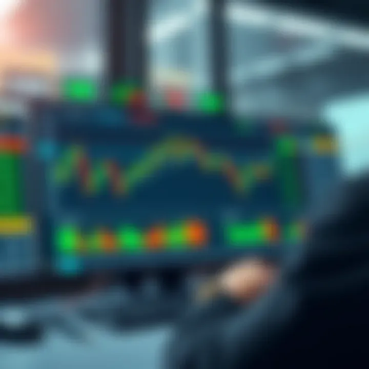 Illustration showing a digital interface with multiple trading charts and graphs representing copy trading strategy