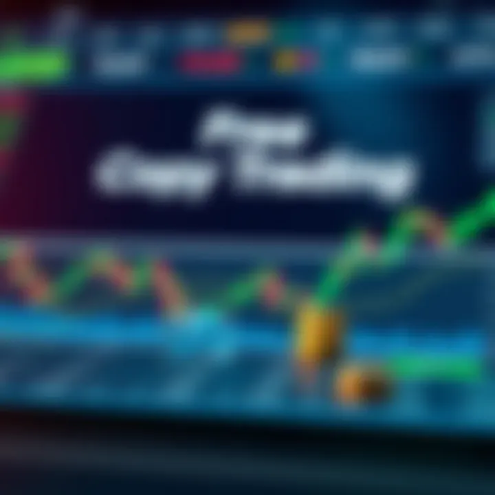 Illustration showing the concept of free copy trading with financial charts and investment symbols