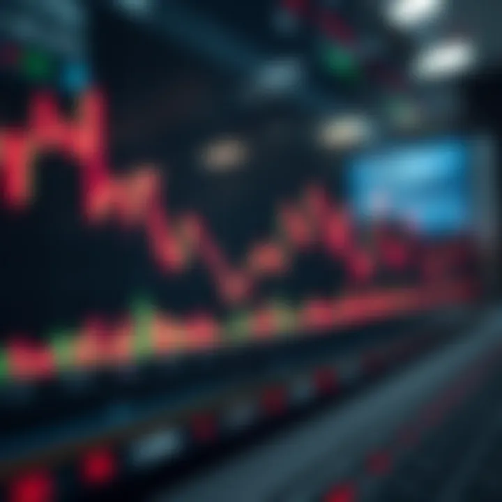 Graph showing currency exchange rate fluctuations on a digital trading platform