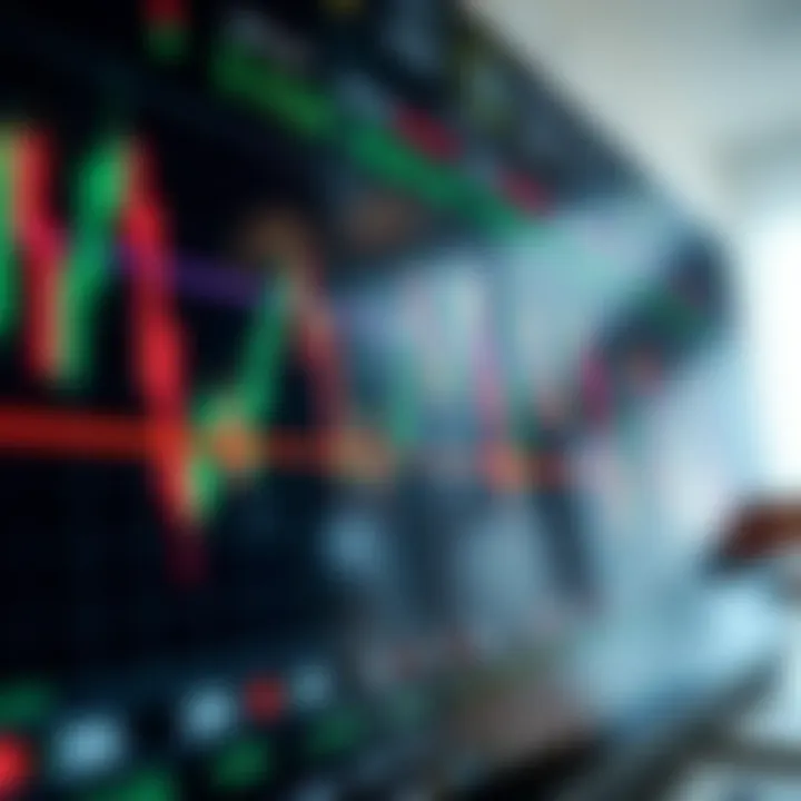 Graph illustrating currency pairs exchange rates on a digital trading platform