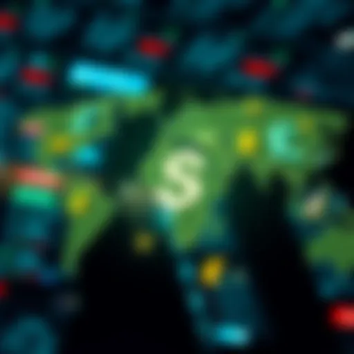 Global Currency Exchange in Forex Trading Representation of global currency exchange with various money symbols interconnected