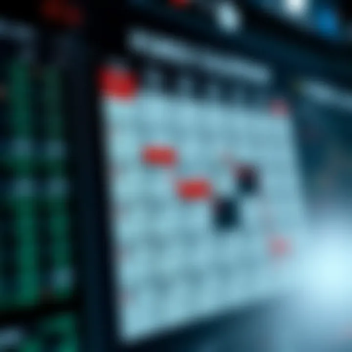 Economic calendar displaying key Forex market events and data releases