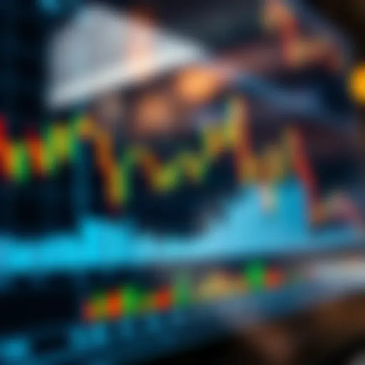 Chart illustrating upward and downward trends in financial markets with candlestick patterns