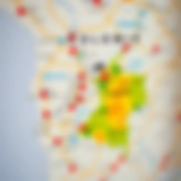 Map highlighting natural disaster-prone areas in Colombia with risk zones marked