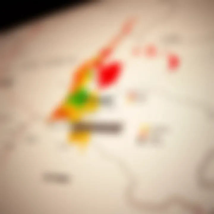 Map highlighting regions in Colombia vulnerable to natural hazards with risk management indicators