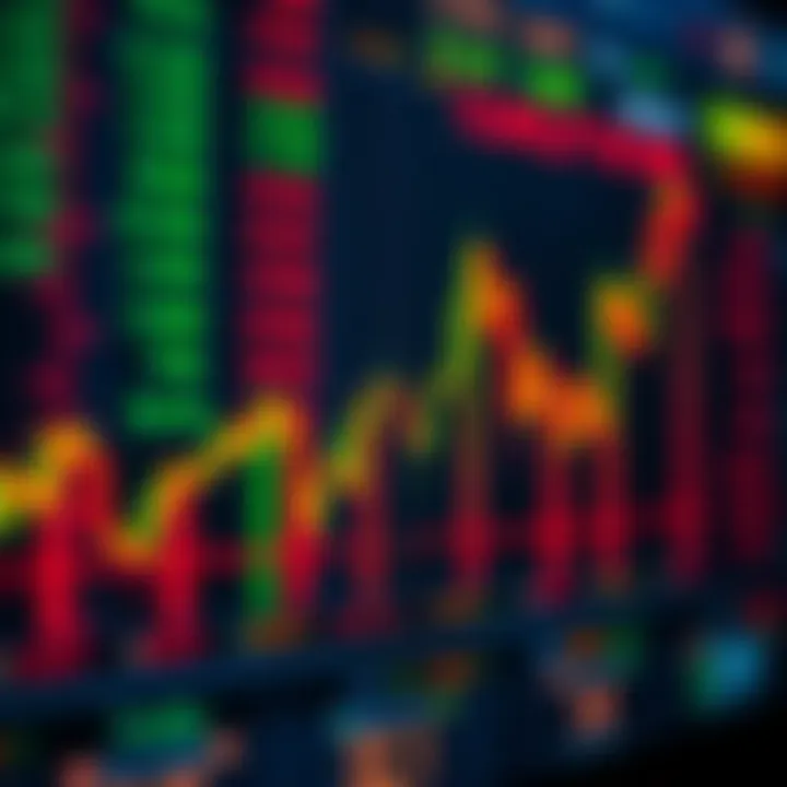 Graph showing currency exchange rate fluctuations with financial charts background