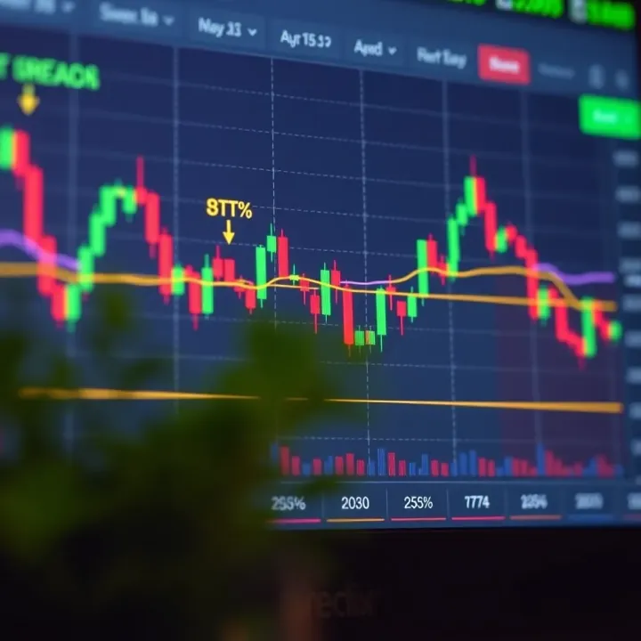 Graph highlighting common chart patterns such as head and shoulders, double top, and triangles for market trend prediction
