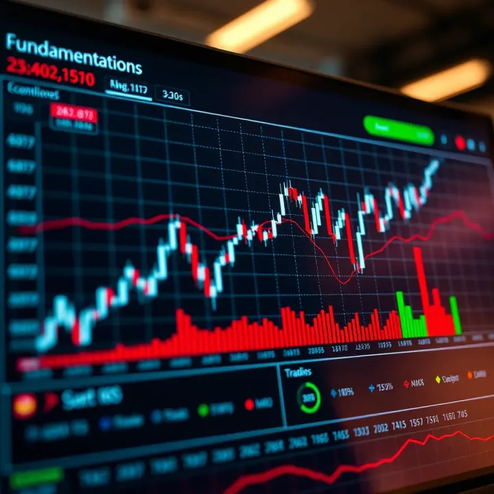 Graph illustrating fundamental analysis concepts including economic factors and company performance metrics