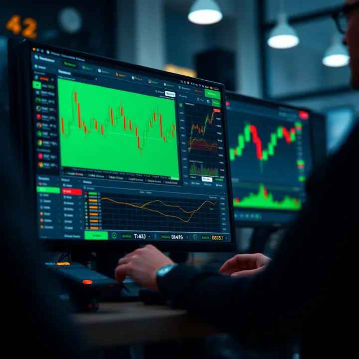 Online trading course interface displaying charts and educational modules