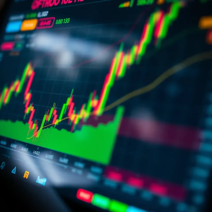 Digital chart showing financial data and trading indicators