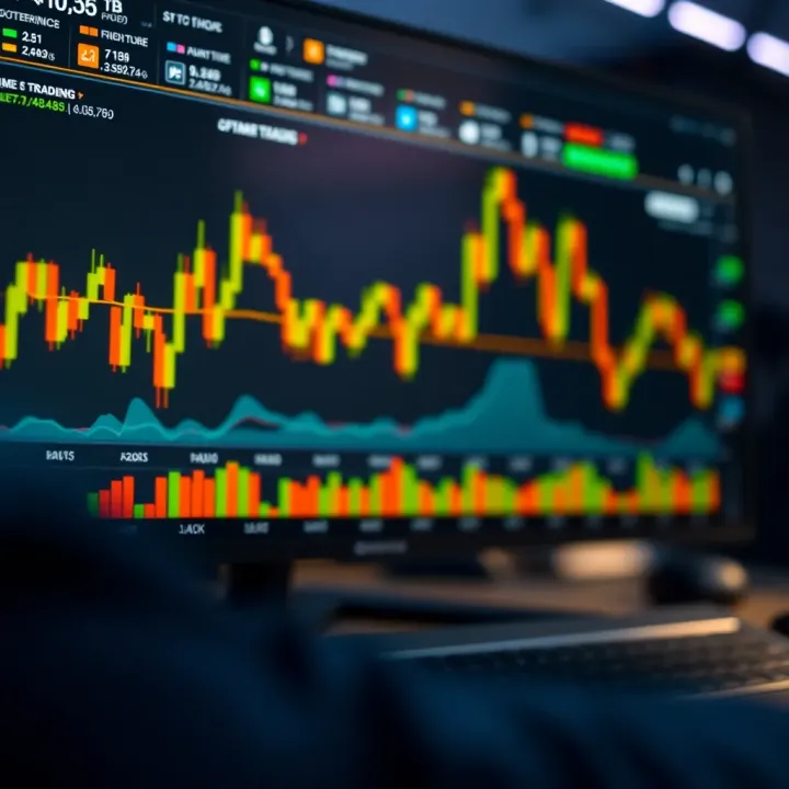 User interface of a trading platform showing charts and market data
