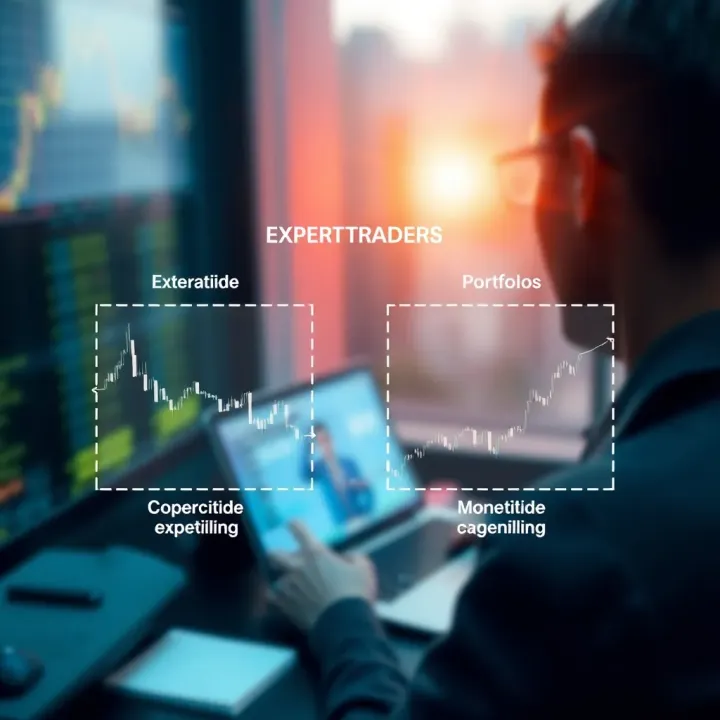 Conceptual diagram demonstrating the connection between expert trader's moves and novice investor's portfolio growth