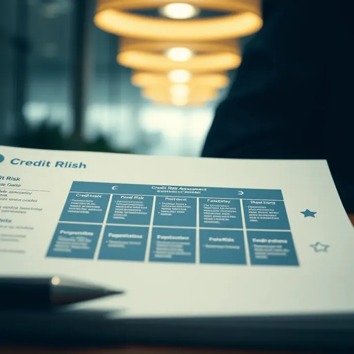 Diagram illustrating credit risk assessment framework with evaluation criteria and risk control measures