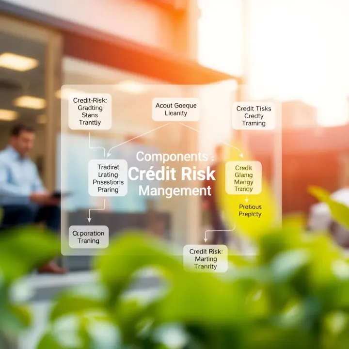 Diagram showing components and flow of credit risk management in financial institutions