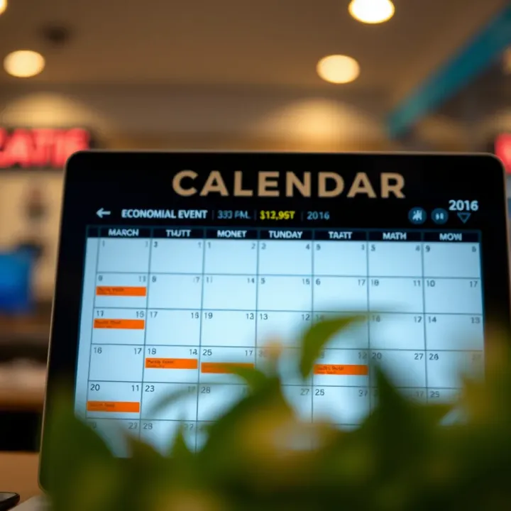 Economic calendar displaying upcoming financial events and market impact indicators