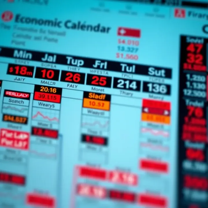 Overview of Key Economic Calendar Indicators Detailed view of an economic calendar showing various financial indicators and their release dates