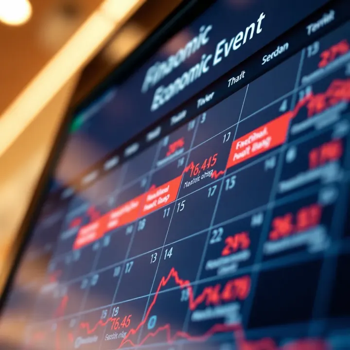 Calendar displaying key economic events with market impact icons