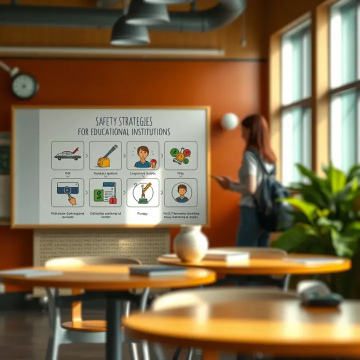 Safety Strategies for Educational Institutions Illustration showing safety strategies implemented in an educational institution