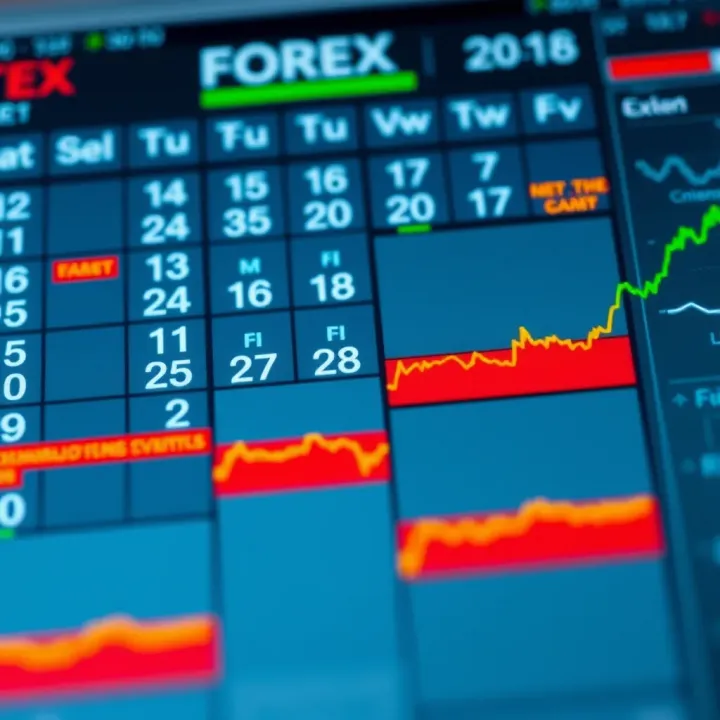 Economic calendar displaying key Forex market events and indicators