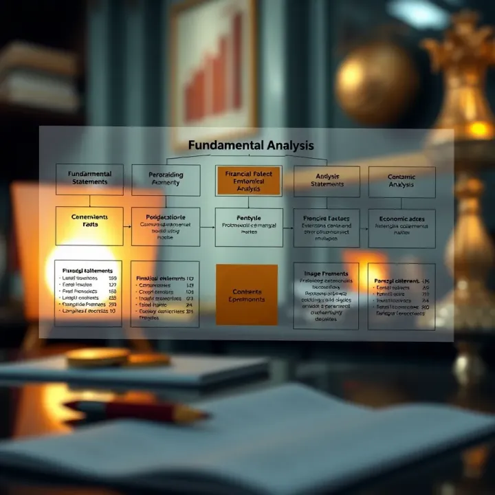 Fundamental Analysis Framework for Asset Evaluation Diagram illustrating financial statements, valuation models, and economic factors used in fundamental analysis