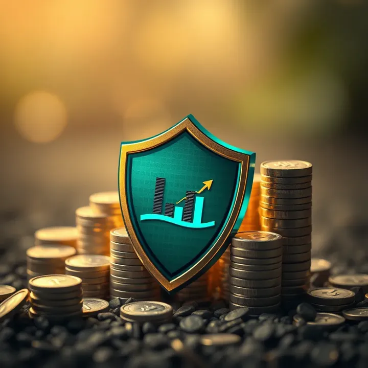 Illustration of financial growth with protective shield symbolizing capital preservation during trading