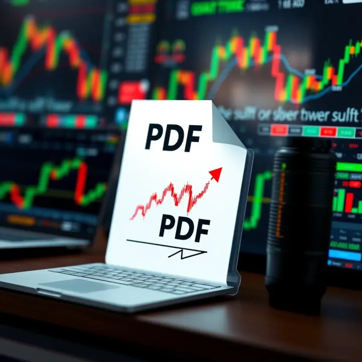 PDF document icon with trading graphs and analysis tools