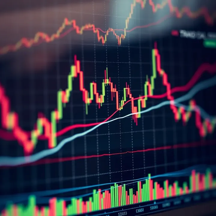 Chart illustrating key technical indicators and trend lines for financial market analysis