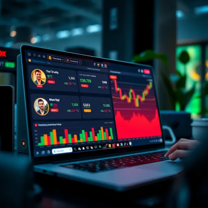 Screenshot of a user-friendly trading platform showcasing top expert traders and key investment metrics