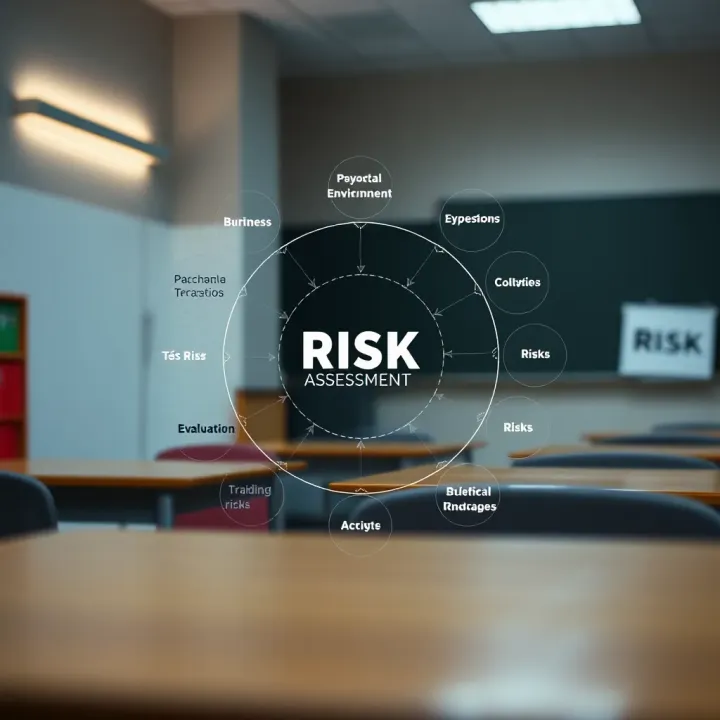 Diagram illustrating the identification and evaluation of various risks in a school environment