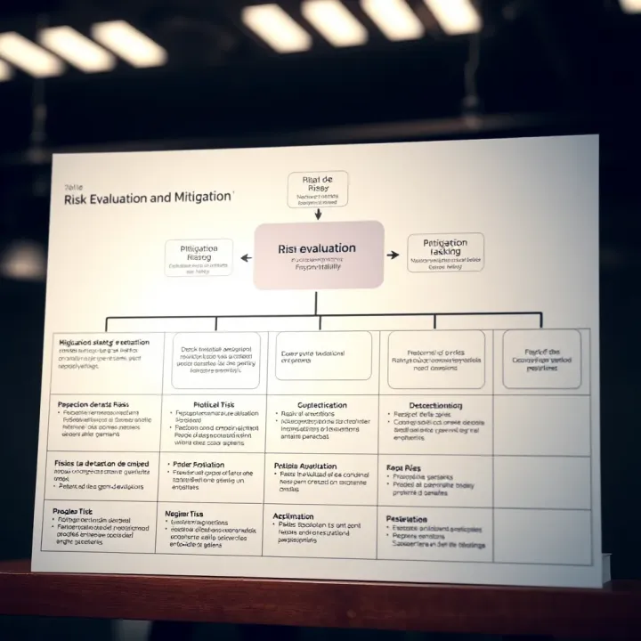Risk Evaluation and Mitigation Framework with Accountability Flowchart showcasing risk evaluation and mitigation strategies with assigned responsibilities