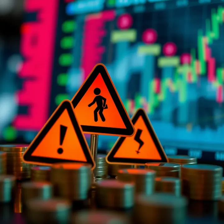 Managing Risks in Binary Options Investments Visual representation of risk management tactics in binary investments with caution symbols