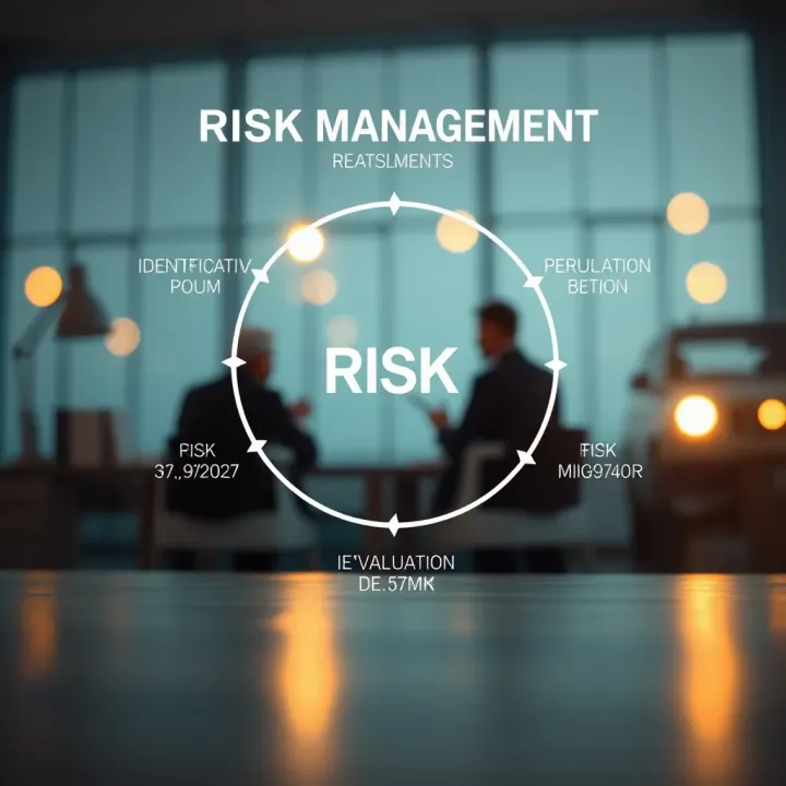 Diagram illustrating the key elements of risk management including identification, evaluation, and mitigation