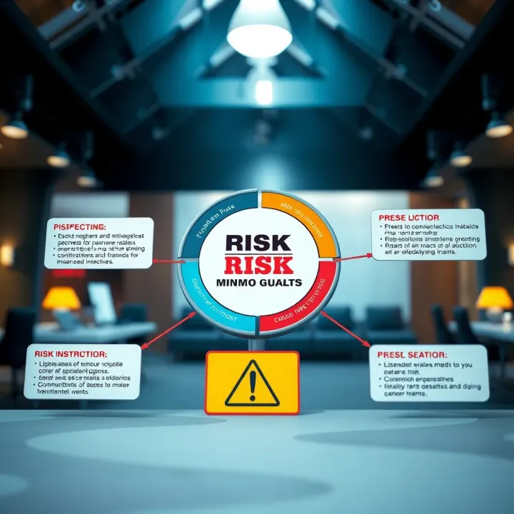 Colorful infographic showing methods to communicate and mitigate risks across different sectors