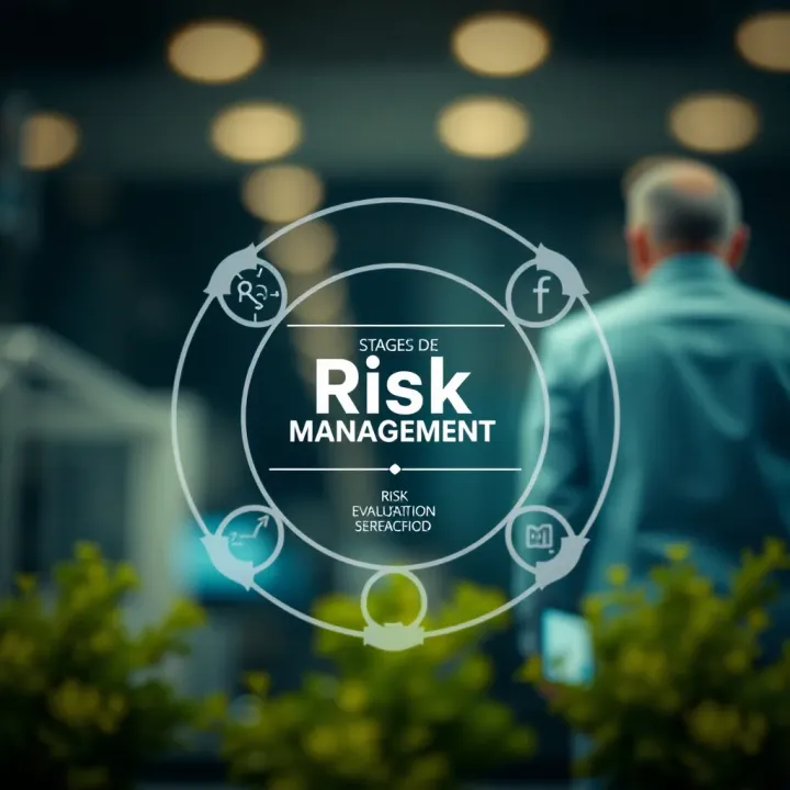 Diagram illustrating key stages in risk management including identification, evaluation, and control