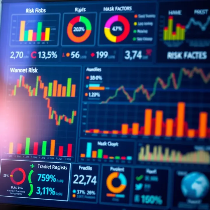 Visual representation of risk factors and their potential impact using colorful charts and icons