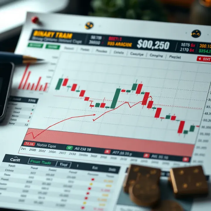 Detailed chart showing effective binary options trading strategies and risk management techniques