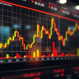 Swing Trading with Candlestick Chart Analysis Chart showing a financial candlestick pattern indicating swing trading opportunities