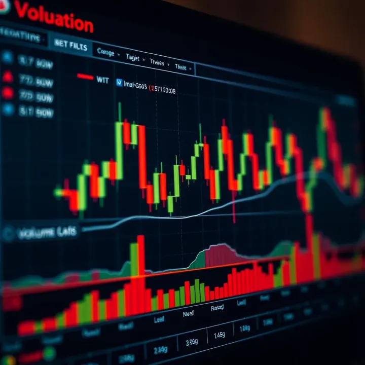 Technical analysis chart showing candlestick patterns and volume bars