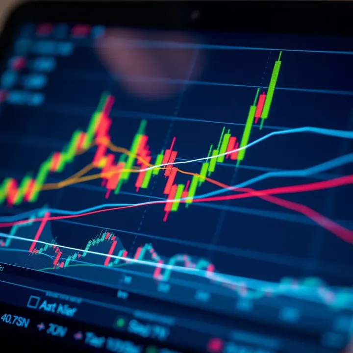 Technical analysis chart displaying price movements and trend lines on a financial graph